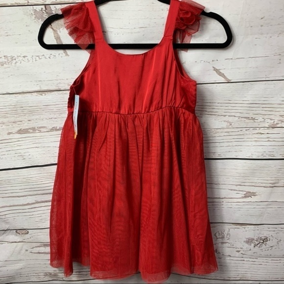 NWT Cat & Jack Flutter Sleeve Satin Tulle Dress - Picture 4 of 7